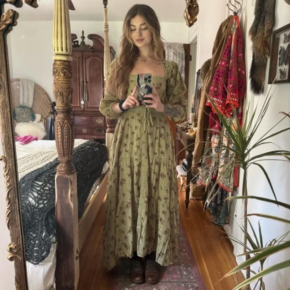 Free People Olive Floral Long - Picture 5 of 9